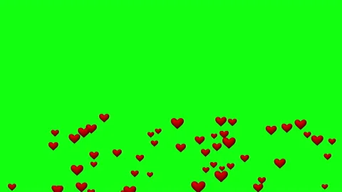 3d red hearts rising from the bottom of a chroma green background Stock Footage 169588421