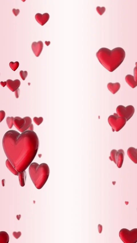 3D Red Hearts Rising Vertical Animation with Center Copy Space 動画素材 333860020
