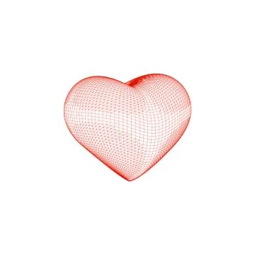 3d red heart.Vector outline illustration. 스톡 일러스트