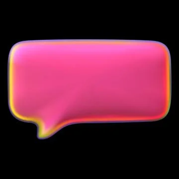 3D red holographic speech bubble vector design, iridescent roundish rectangular Stock Illustration