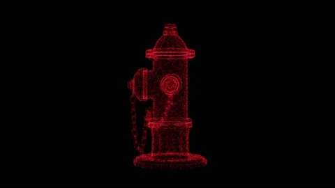 3D red hydrant object rotates on its axis on black backdrop. Object consisting Video stock 231095425