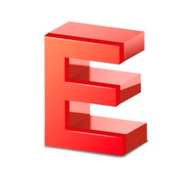3d red letter e Illustrazione stock