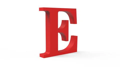 3d red letter E on a white isolated background. Stock Illustration