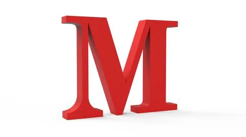 3d red letter M on a white isolated background. Stock Illustration