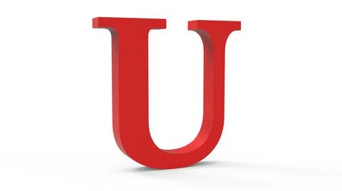 3d red letter U on a white isolated background. Stock Illustration