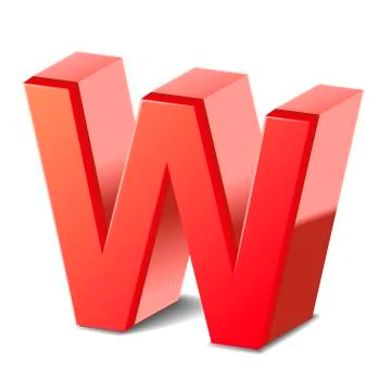 3d red letter w Illustrazione stock