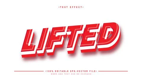 3d red lifted text effect 스톡 일러스트