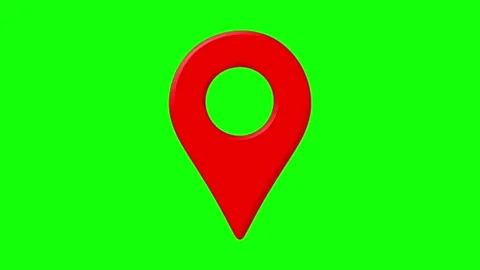 3D Red Location Map Pin Animation on Green Screen Stock Footage 343545736