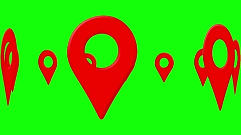 3D Red Location Map Pin Animation on Green Screen 動画素材 343545821