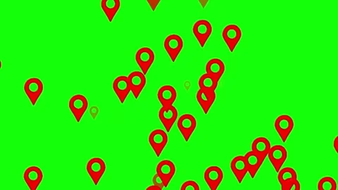 3D Red Location Map Pin Animation on Green Screen Stock Footage 343545838