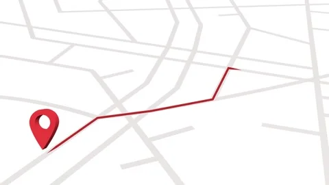 3D red location pin icon animation with route path line on 3D map background. Stock-Footage 342760904