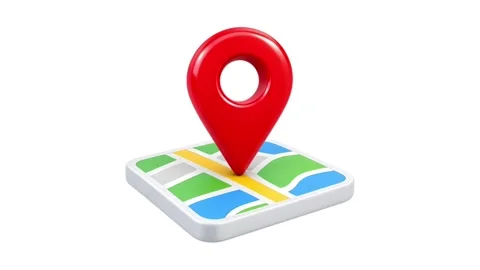 3D Red Location Pin Map Navigation Icon on White Background Stock Footage 345627852
