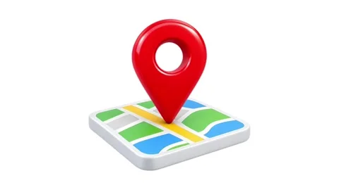 3D Red Location Pin Map Navigation Icon on White Background Stock Footage 345627899