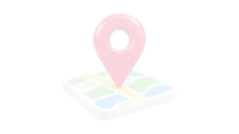 3D Red Location Pin Map Navigation Icon on White Background Stock Footage 345627976