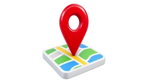 3D Red Location Pin Map Navigation Icon on White Background Stock Footage 345628005