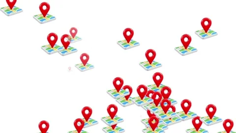 3D Red Location Pin Map Navigation Icon on White Background Stock Footage 345628011