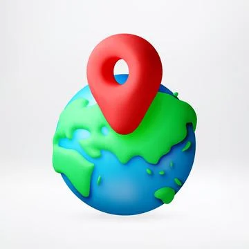 3D Red location pin on top of earth globe. イラスト素材