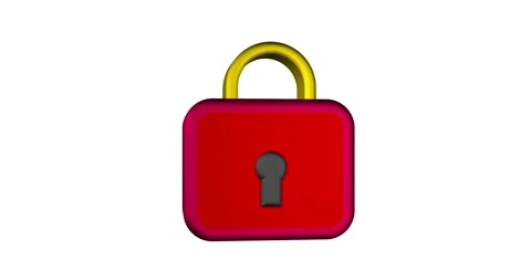 3d red lock animation on white background for digital security and privacy Stock Footage 274266985