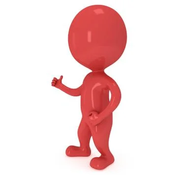 3D red man showing thumbs up Stock Illustration