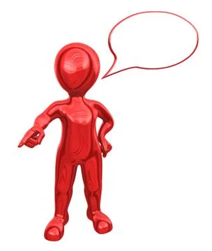 3d red man with speech bubble above his head gives the order. Stock Illustration