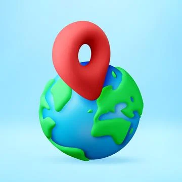 3D Red map pin on Earth globe. Stock Illustration