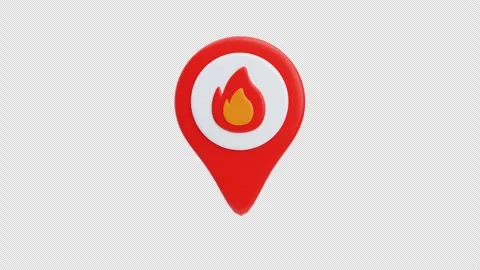 3D red map pin fire point location animation Stock Footage 319430780