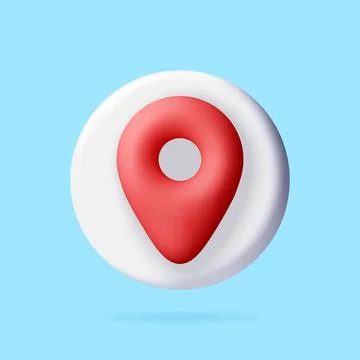 3D Red map pin icon on white circle. Stock Illustration