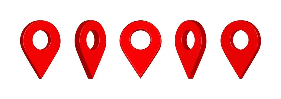 3d red map pointer. Location vector icon on white background. Illustrazione stock