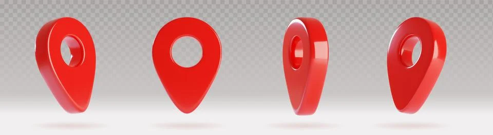 3D red map pointer pin icons set 스톡 일러스트