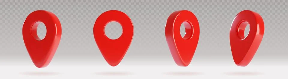 3D red map pointer pin icons set 스톡 일러스트