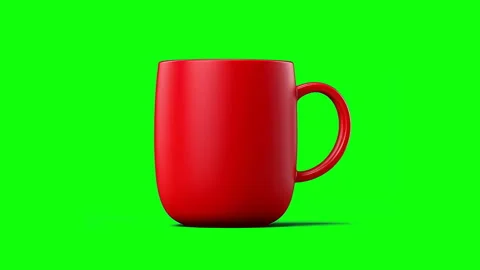 3d red mug isolated on green screen background, chroma key, keyable Видео 331519509