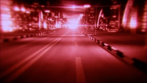 3D Red Night City Road VJ Loop Motion Gr... | Stock Video | Pond5