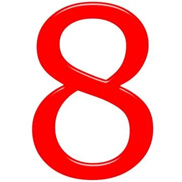 3D Red Number 8 Stock Illustration