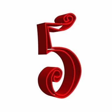 3D red number five Stock Illustration
