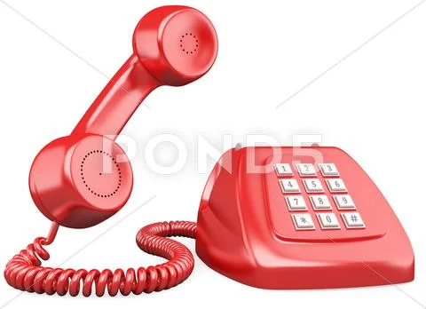 3d red old fashioned style telephone Stock Illustration