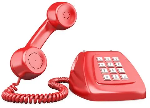 3d red old fashioned style telephone Stock Illustration