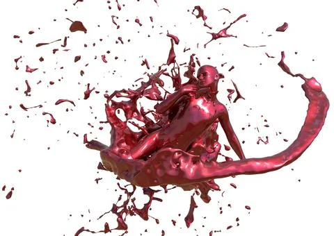 3D Red paint splash human Stock Illustration