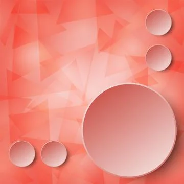 3d red paper circle label on layer of transparent red triangle glass mosaic.. Stock Illustration