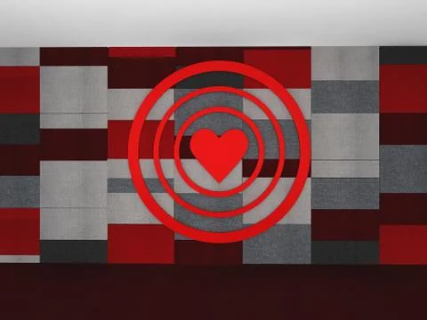3D Red pattern with a heart target on valentine's day, illustration Illustrazione stock