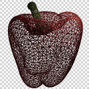 3D red pepper wireframe Illustrazione stock