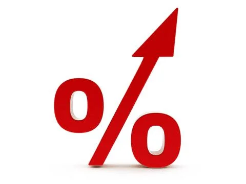 3d Red Percent increase Stock Illustration