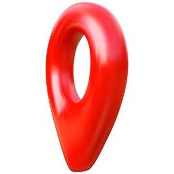 3D red pin on the map, side view, geolocation, location icon. Illustrazione stock