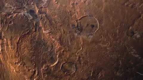 3D Red Planet Surface And Atmospheric Clouds Video stock 265236190