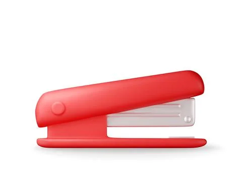 3D Red plastic stapler isolated on white. Stock Illustration