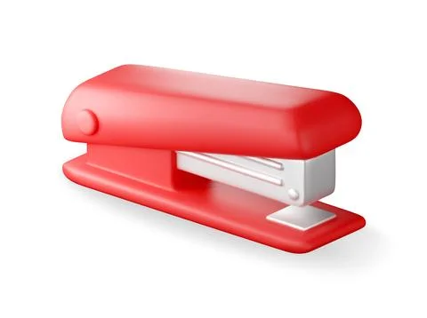 3D Red plastic stapler isolated on white. Stock Illustration