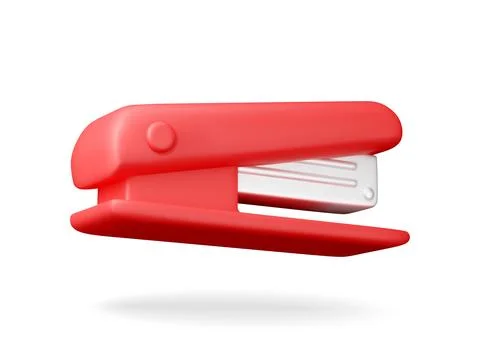 3D Red plastic stapler isolated on white. Stock Illustration