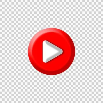 3D Red Play Button Icon PNG Symbol Stock Illustration