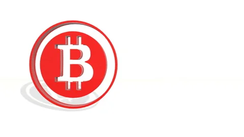 3d red polygons spin and assemble into a 3d bitcoin symbol in ring like coin. 4k Stock Footage 87116296