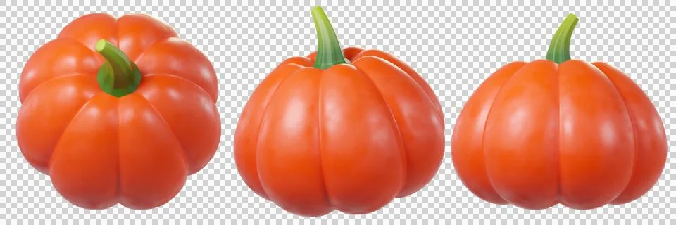 3D red pumpkin in different angles Stock Illustration