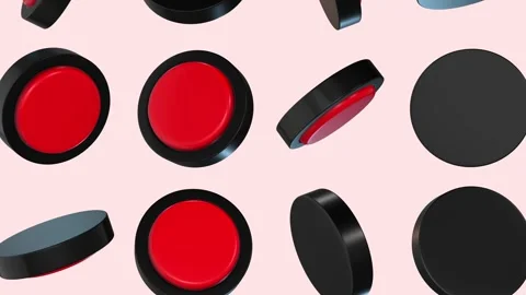 3D Red Push Buttons Falling Animation. Red Switch Buttons 3D. 4K Stock Footage 288067275